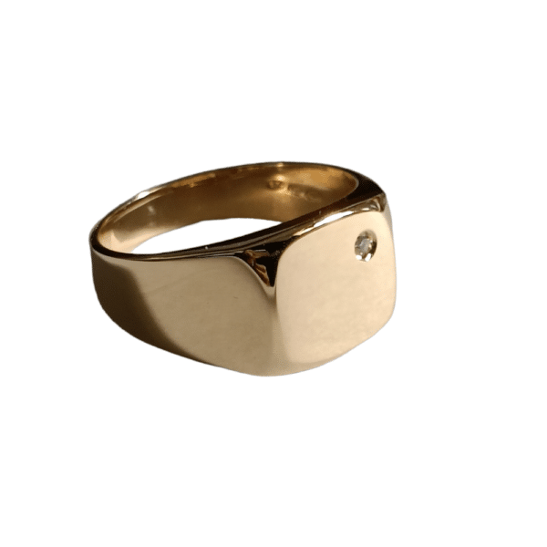 Miesten kultainen kantasormus 0,02ct timantilla, 14k kultaa - Image 2