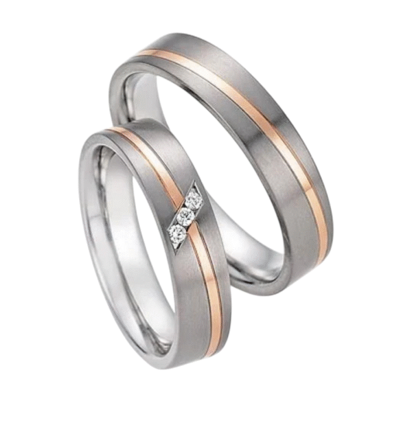 Kihlasormus titaania ja ruusukultaa White Style Titan Gold Starlight 78/10180-050, Collection Ruesch sormus ilman kiviä
