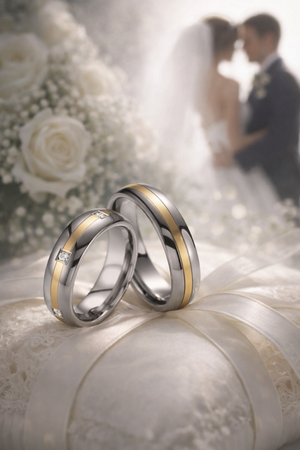 Kihlasormus titaania ja kultaa White Style Titan Gold Brilliant 585 78/80060-055 Collection Ruesch sormus ilman kiviä - Image 2