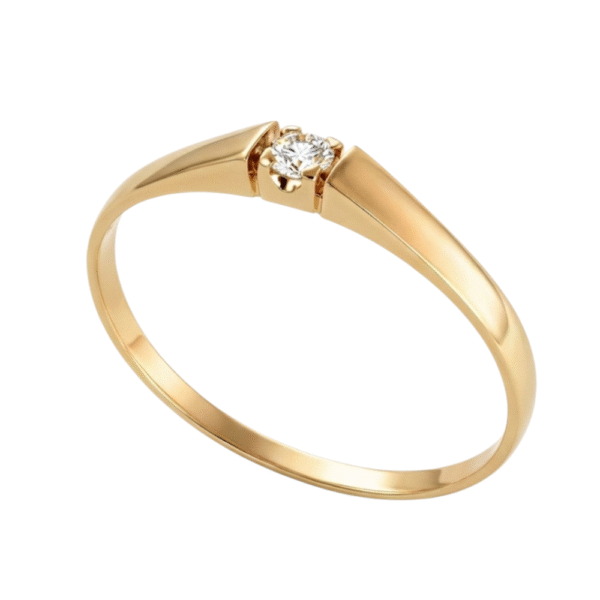 Kultainen timanttisormus yhdellä timantilla