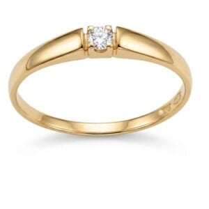 Kultainen timanttisormus yhdellä timantilla