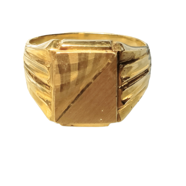 Miesten 18k kultainen vintage-kantasormus vuodelta 1971