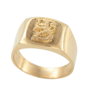 Kultainen Suomen Leijona -kantasormus 14K kullasta