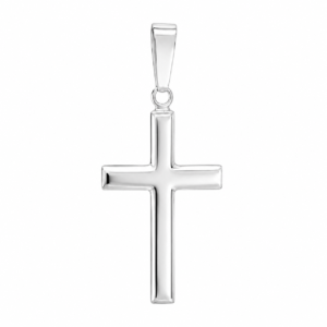 Hopeinen Rippiristi – Kiiltävä 21mm x 13mm