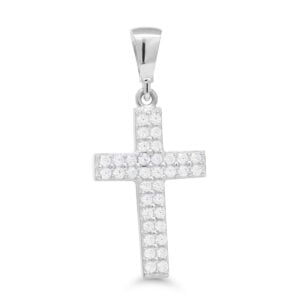 valkokultainen ristiriipus kivillä