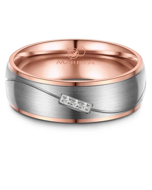 Kihlasormus titaania, ruusukultaus, sormus zirkonia kivet TI-24 Poistohinta! - Image 2