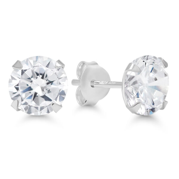 Hopeakorvakorut pyöreä zirkoninappi 7mm