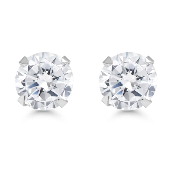 Hopeiset pyöreät zirkonikorvakorut 7 mm - Image 4