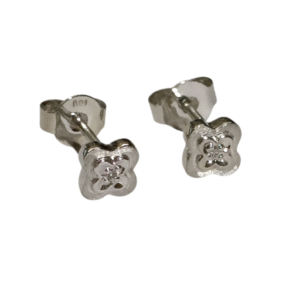 Valkokultaiset neliapila timanttikorvakorut 14k vintage