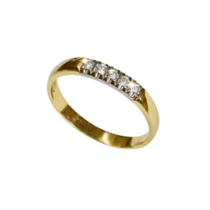 Kultainen timanttisormus viidellä briljantilla