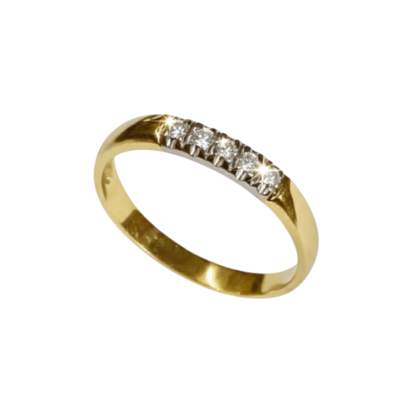 Kultainen timanttisormus viidellä briljantilla