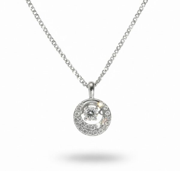 Hopeinen Only You Dancing Stones -riipus, jossa liikkuva zirkonia.