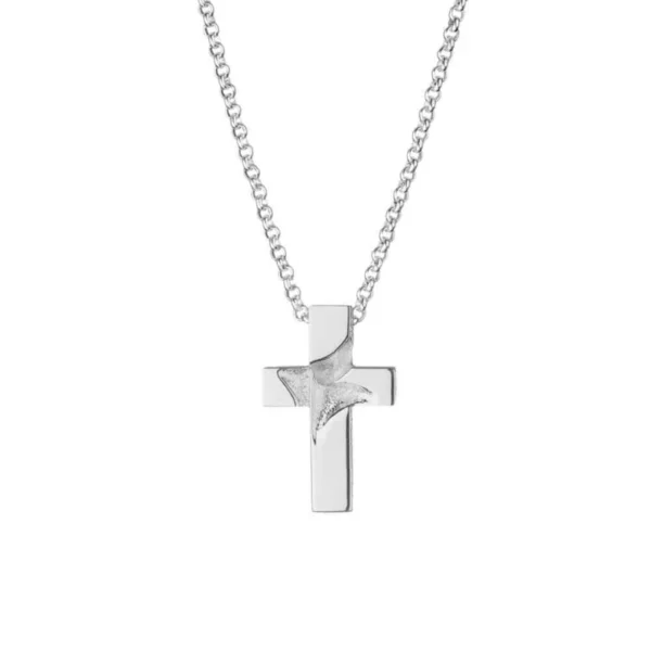 Tammi Jewelry hopeinen ristiriipus 25 x 16 mm ketjulla