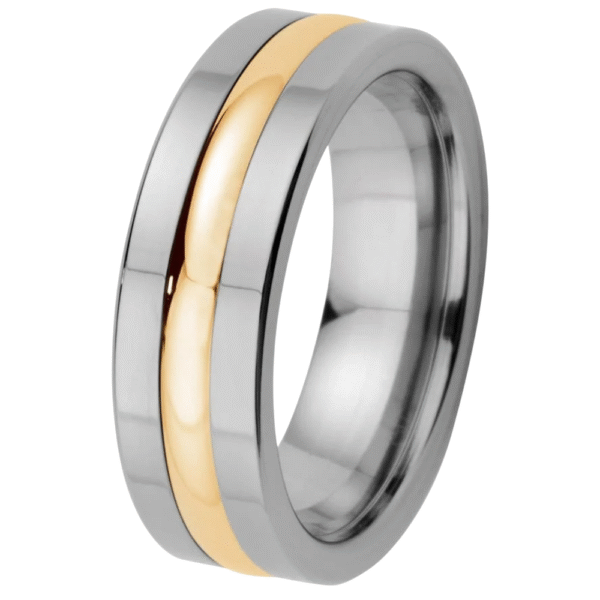 Duetto titaaninen kihlasormus kultakeskus