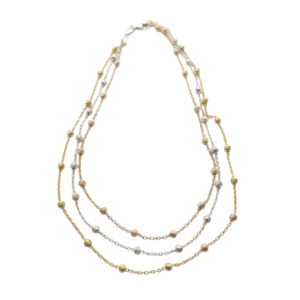 Kullattu hopeinen kerrostettu kaulaketju kolmessa sävyssä