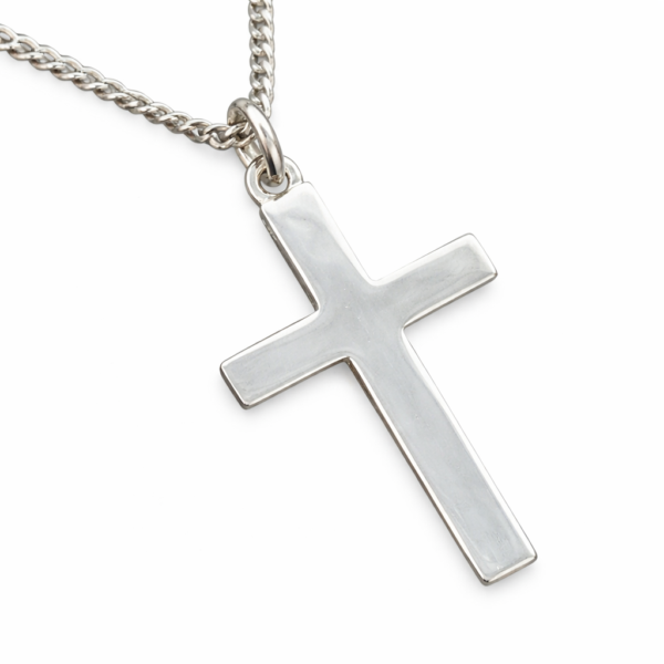 hopeinen ristiriipus sileä risti kaulakoru hopea