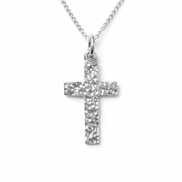 hopeinen taottu ristiriipus risti kaulakoru hopea