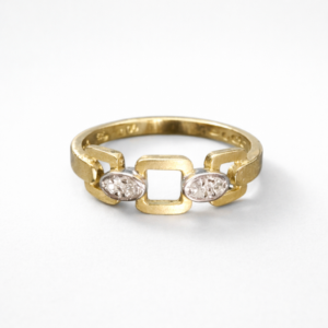 vintage kultasormus timanteilla geometrinen kultasormus