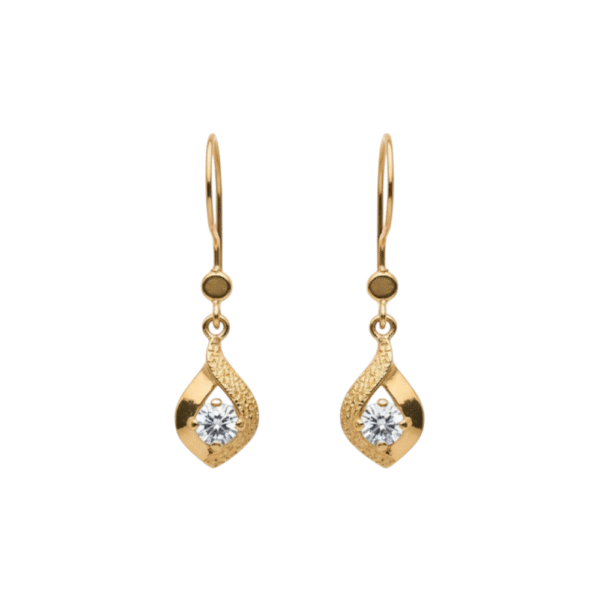 14K kultaiset roikkuvat korvakorut cubic zirkonialla