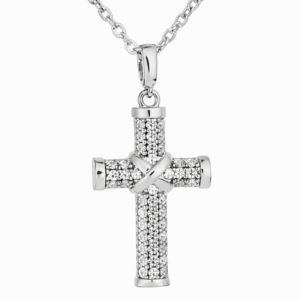 Hopeinen ristiriipus cubic zirkoniakivillä ja 45 cm ketju 925 hopea