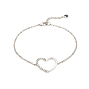 Hopeinen sydän-ranneketju zirkoniakivillä