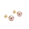 14k kultaiset nappikorvakorut vaaleanpunaisilla 8 mm helmiäishelmillä
