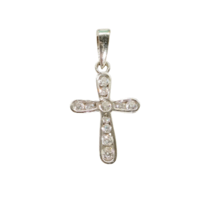 Valkokultainen ristiriipus cubic zirkonioilla 15 x 11 mm
