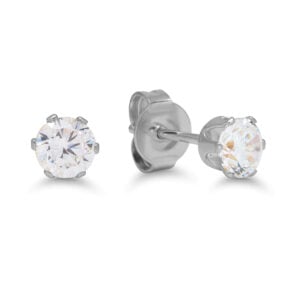 Teräskorvakorut – kirkas zirkoni, 8 mm