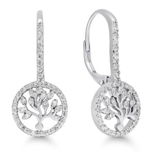 Hopeakorvakorut elämänpuu zirkoneilla