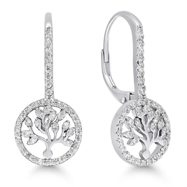 Hopeakorvakorut elämänpuu zirkoneilla