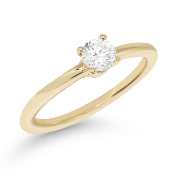 solitaire 0.33ct G-H/VS laboratoriotimanttisormus keltakultaa