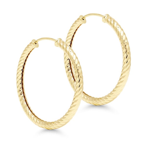 Keltakultaiset timanttileikatut putkirengas korvakorut 2mm x 23mm