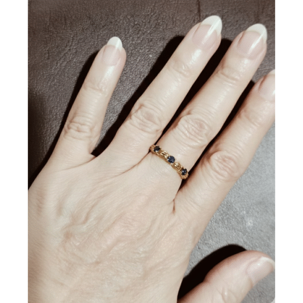 Kultainen vintage sormus sinisafiireilla koko 18 - Image 3