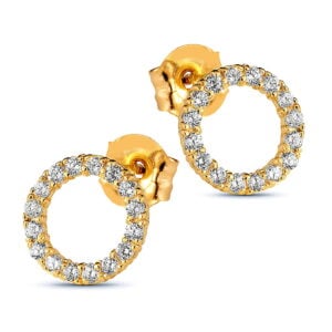 Keltakultaiset ympyräkorvakorut zirkoneilla