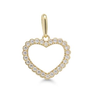 Keltakultainen avosydänriipus zirkoneilla