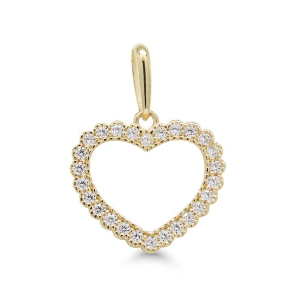 Keltakultainen avosydänriipus zirkoneilla