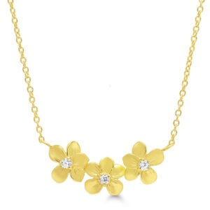 Kullattu hopeakaulakoru – kolme kukkaa ja kimaltavat zirkonit, 40–45 cm