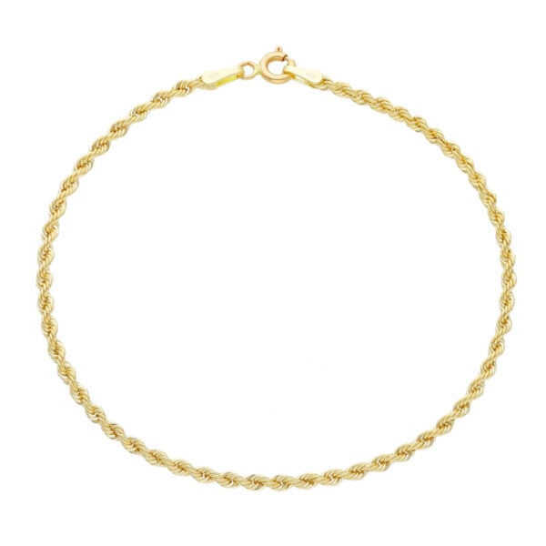 Kapea keltakultainen 14K Cordell-ranneketju 2,2 mm ja 19 cm – italialainen kultapunos