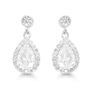 Hopeiset pisarakorvakorut kirkkailla zirkoneilla