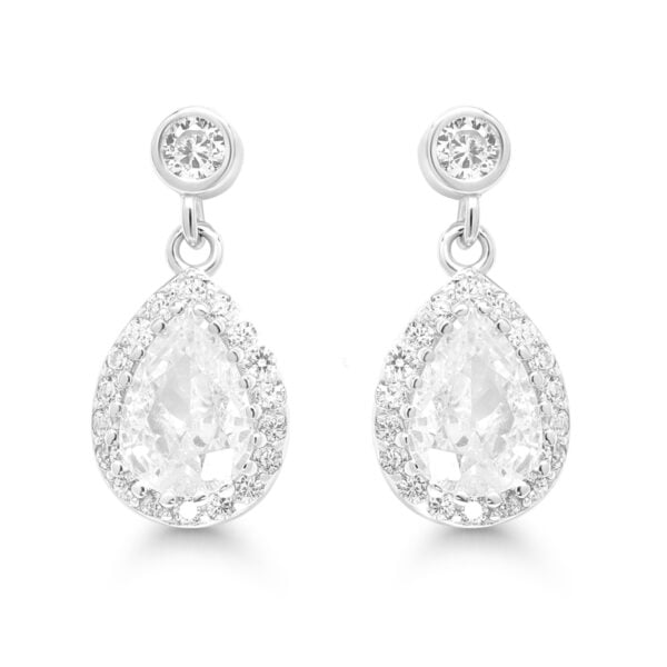 Hopeiset pisarakorvakorut kirkkailla zirkoneilla