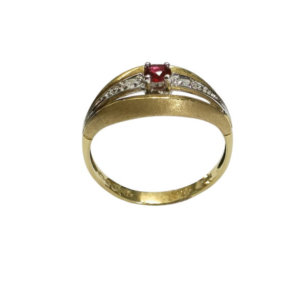 Kultainen vintage sormus rubiinilla ja timanteilla koko 17,5 - Image 3