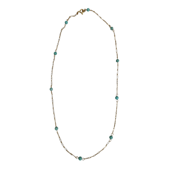 Vintage 14k kultakaulakoru turkoosihelmillä, 1960–70-luku