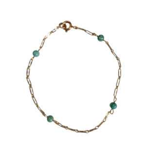 Vintage 14k kultainen ranneketju turkoosihelmillä, paino 1,32 g