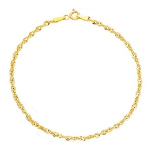 Keltakultainen kierretty 14K ranneketju 19 cm – italialainen kultaketju