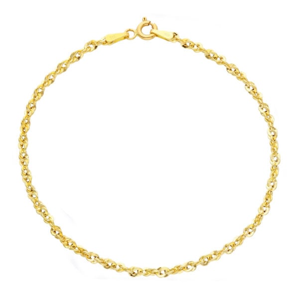 Keltakultainen kierretty 14K ranneketju 19 cm – italialainen kultaketju