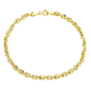 Keltakultainen kierretty 14K ranneketju 3,8 mm ja 19 cm – italialainen kultaketju