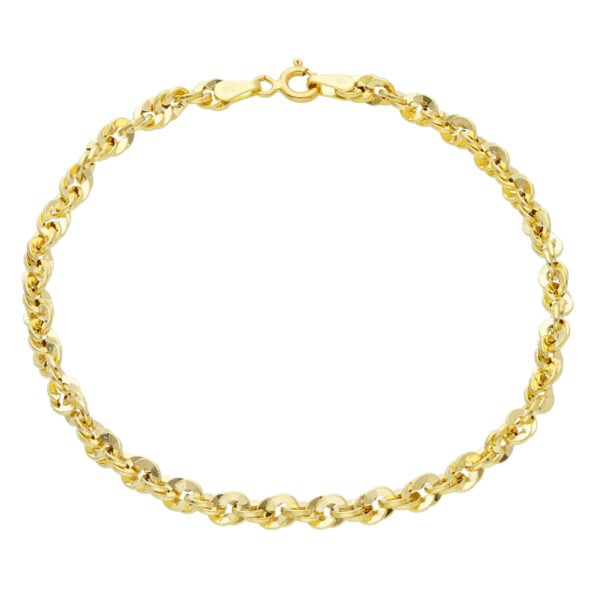 Keltakultainen kierretty 14K ranneketju 3,8 mm ja 19 cm – italialainen kultaketju