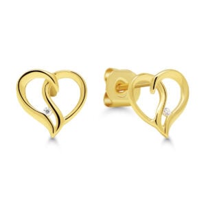 14k keltakultaiset sydänkorvakorut zirkonilla