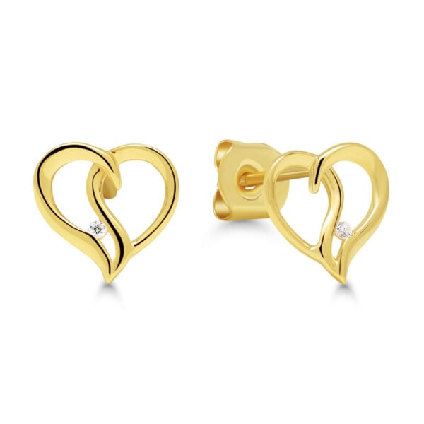 14k keltakultaiset sydänkorvakorut zirkonilla