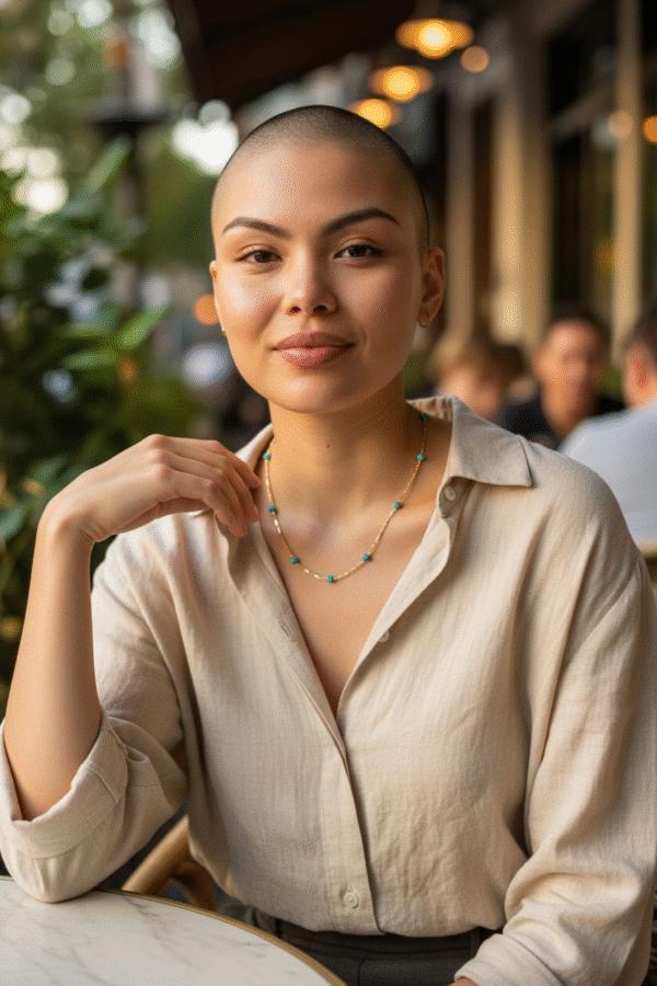 Vintage 14k kultainen kaulakoru turkoosihelmillä – 1960–70-luku, 45 cm  - Image 2